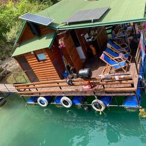 A fully equipped raft on Lake Perućac is for sale